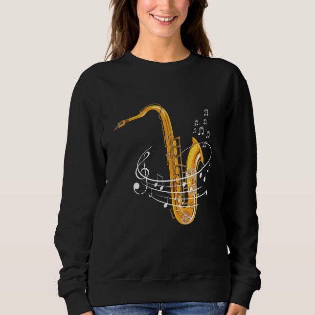 Saxophone Sheet Notes Saxophone Reed Woodwing Jazz Sweatshirt (Front)