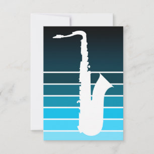 saxophone silhouette : blue fade invitation