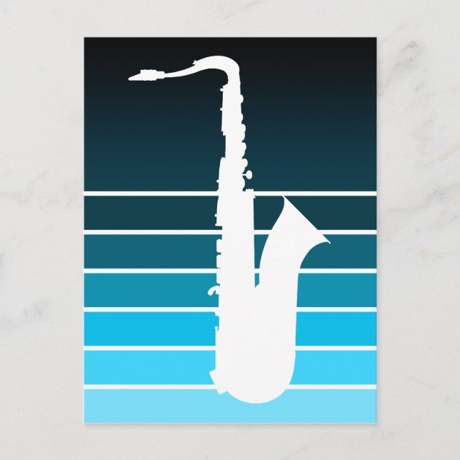 saxophone silhouette : blue fade postcard (Front)