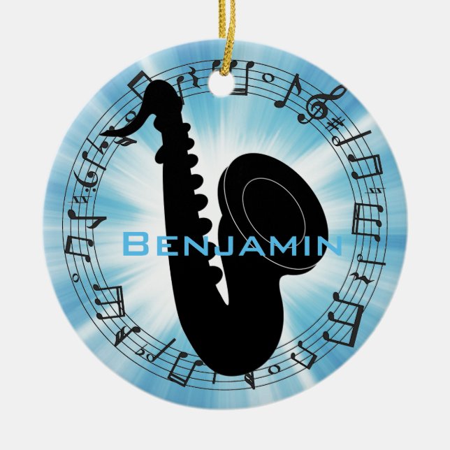 Saxophone Silhouette Design Ornament (Front)