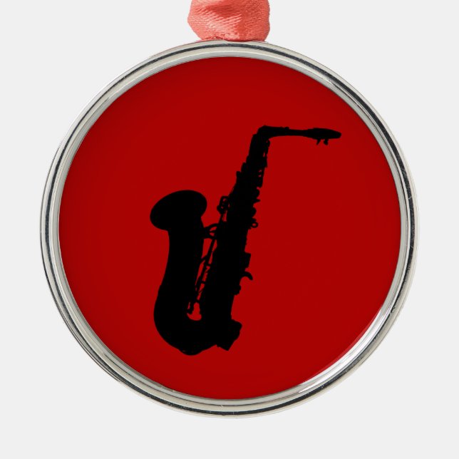 Saxophone silhouette metal ornament (Front)