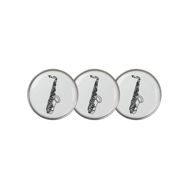 Saxophone Sketch  Golf Ball Marker (3 Up)