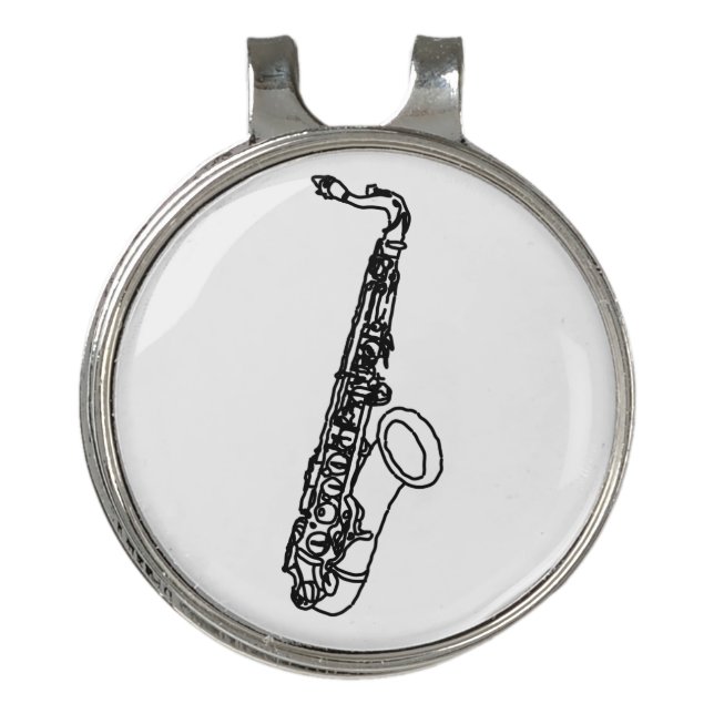 Saxophone Sketch  Golf Hat Clip (Front)