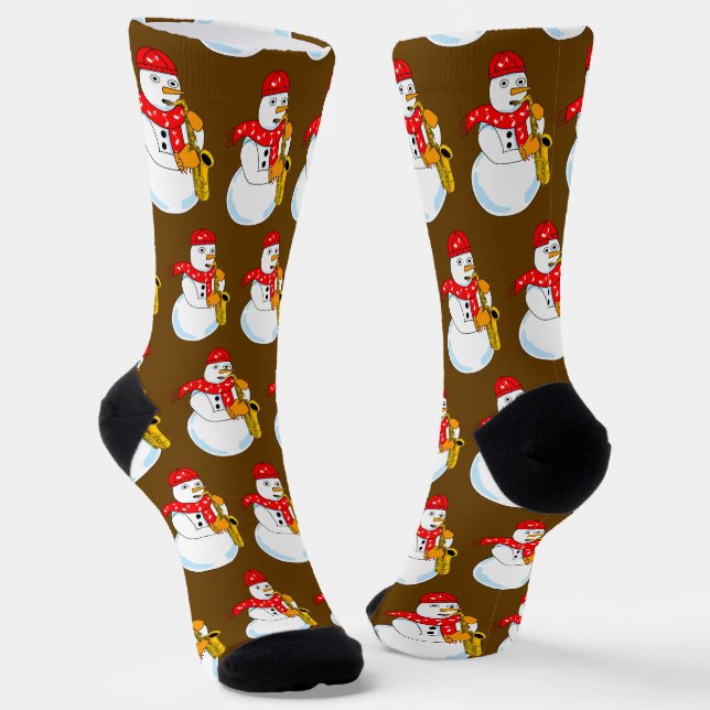 Saxophone Snowman Socks (Angled)