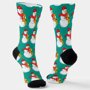 Saxophone Snowman Socks
