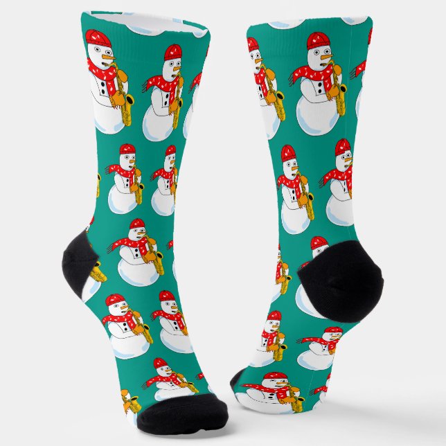 Saxophone Snowman Socks (Angled)