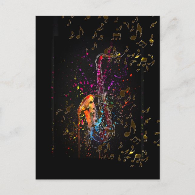 Saxophone Splash And Music Notes (Front)