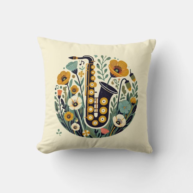 Saxophone                                          throw pillow (Front)