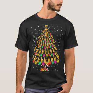 Saxophone Tree Hat In Snow Merry Christmas Xmas De T-Shirt