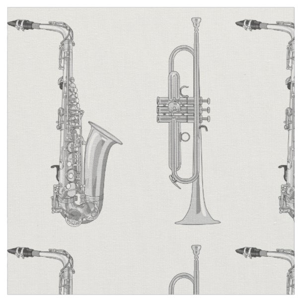 Saxophone Music Note Pattern Fabric Zazzle