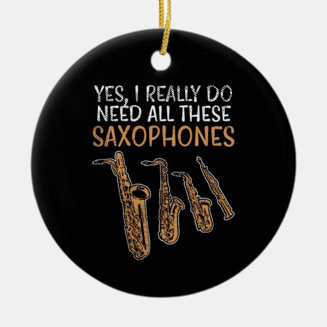 Saxophone Types Ceramic Ornament (Front)