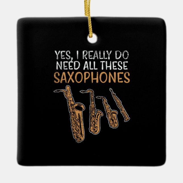 Saxophone Types Ceramic Ornament (Front)