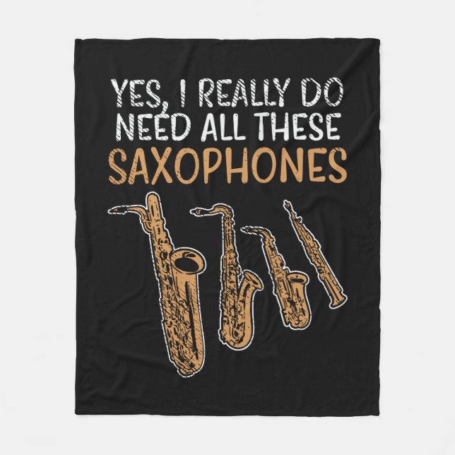 Saxophone Types Fleece Blanket (Front)