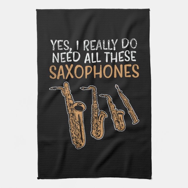 Saxophone Types Kitchen Towel (Vertical)
