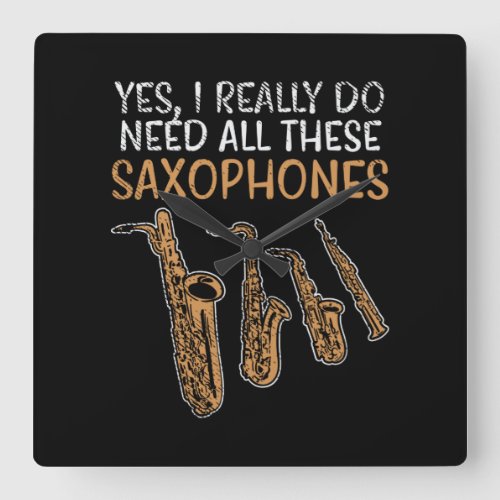 Saxophone Types Square Wall Clock