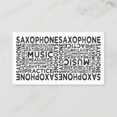 Saxophone Typography Business Cards