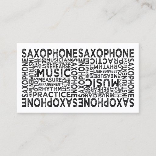 Customizable Saxophone Typography Business Cards