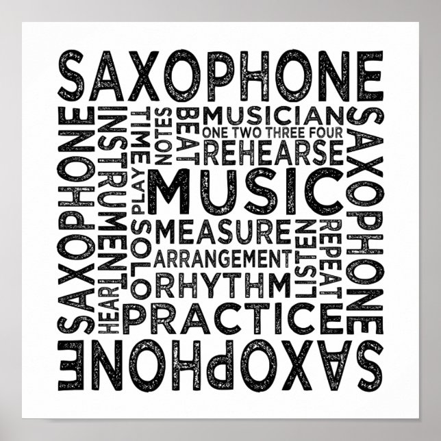 Saxophone Typography Poster (Front)