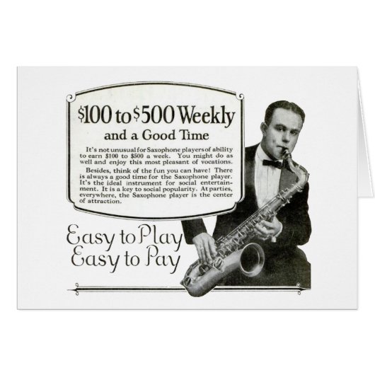 Saxophone Vintage Ad Cards (Front Horizontal)