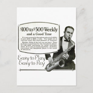 Saxophone Vintage Ad Postcard