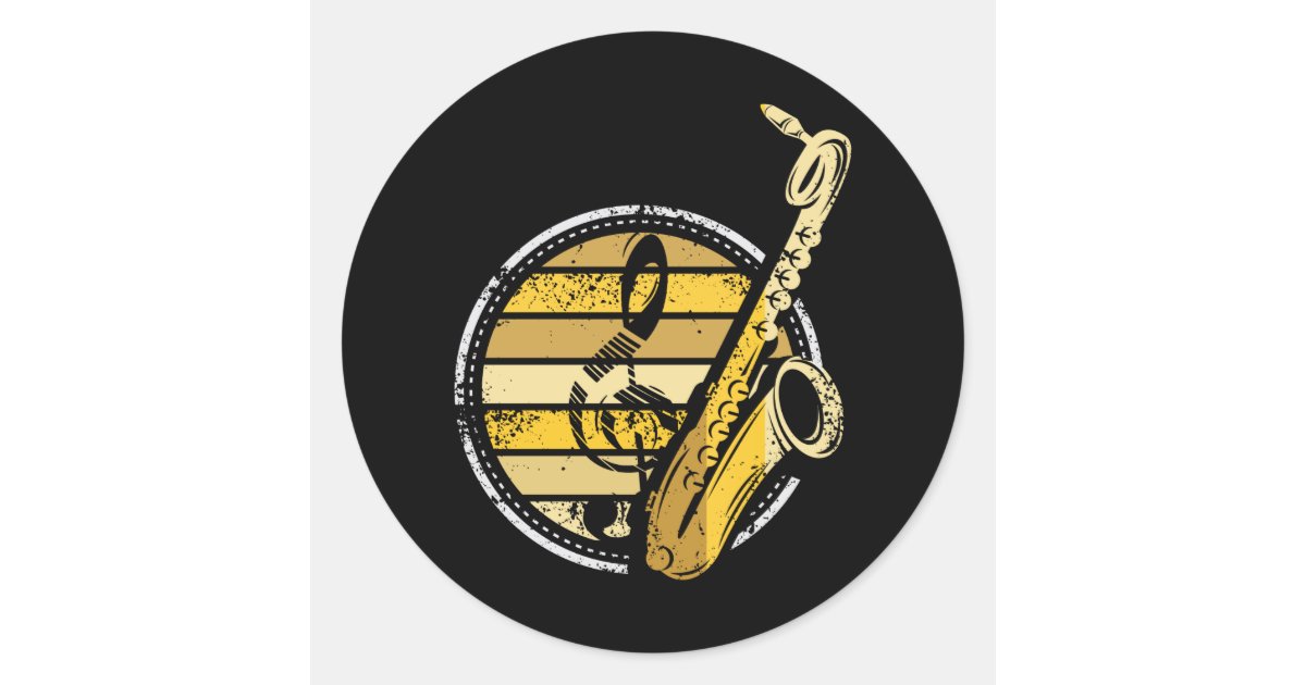Saxophone Vintage Classic Round Sticker | Zazzle