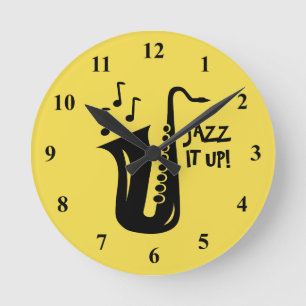 Saxophone wall clock for home, jazz club or office