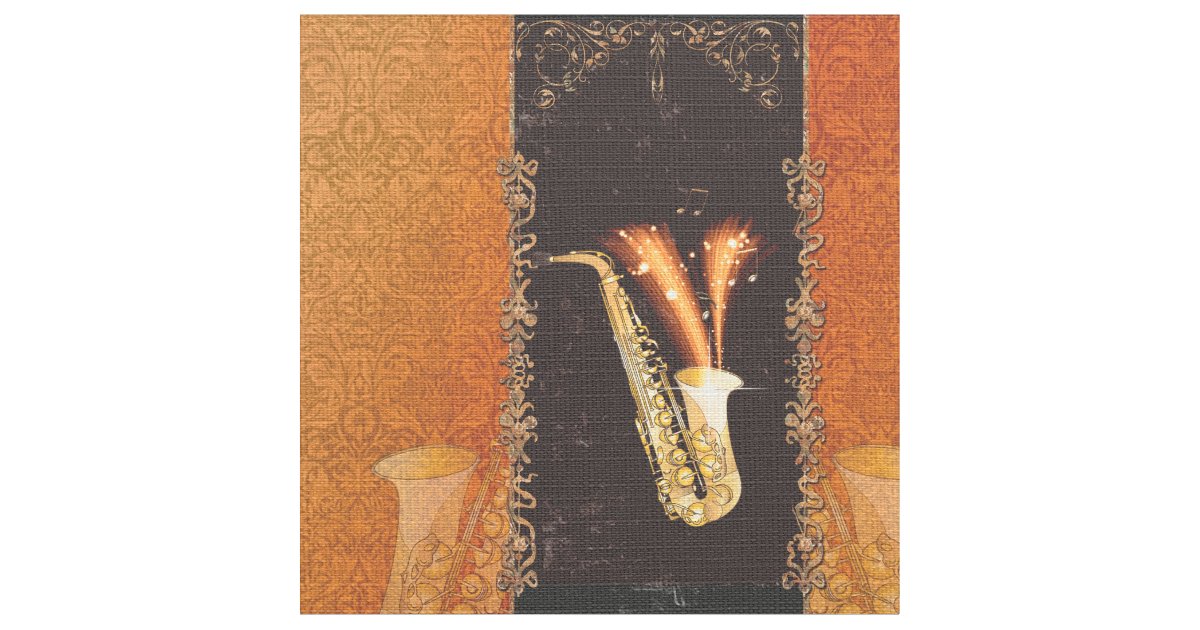 Saxophone with floral elements fabric