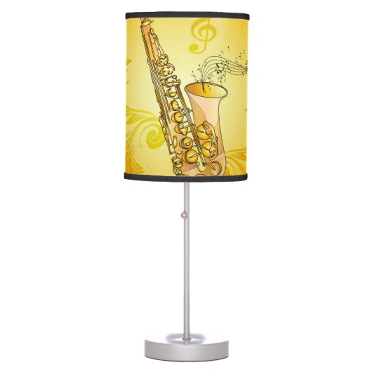 Saxophone with key notes and clef table lamp (Front)