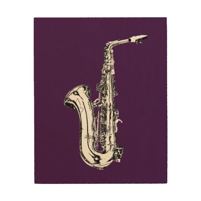 Saxophone Wood Wall Art (Front)