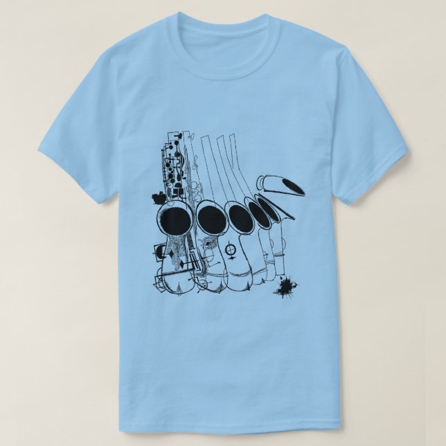 Saxophones Jazz Vintage Illustration T-Shirt (Design Front)