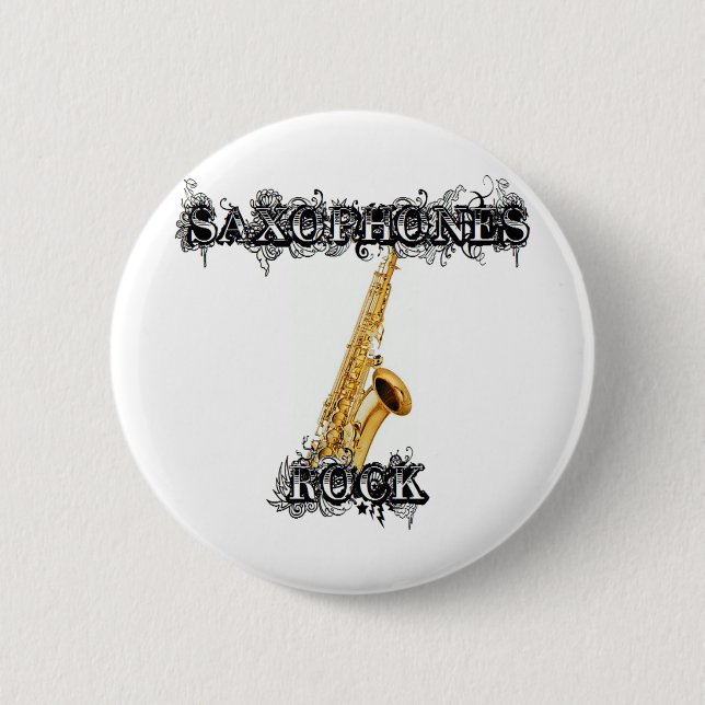 Saxophones Rock Pinback Button (Front)