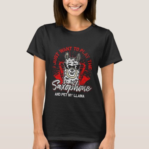 Saxophonist Animal Pet My Llama Saxophone T-Shirt