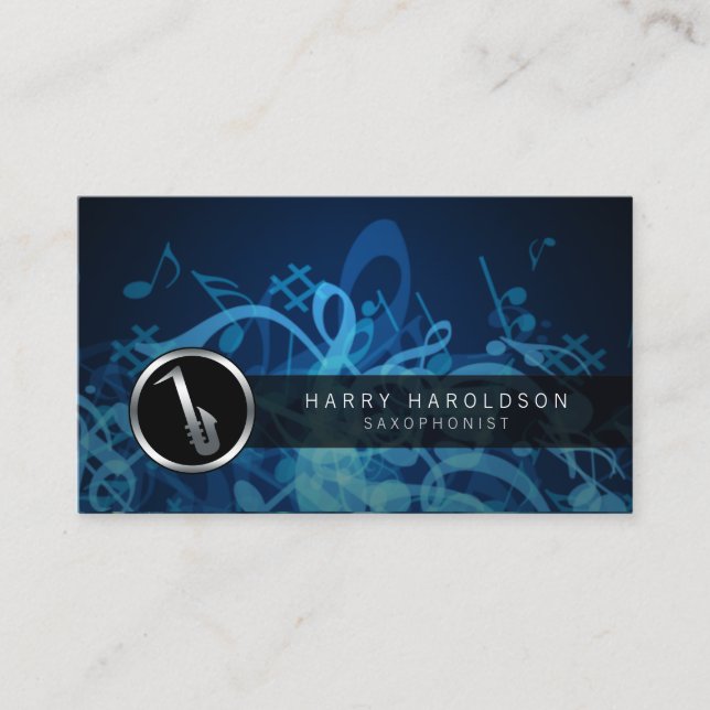 Saxophonist Bold Saxophone Icon Business Card (Front)