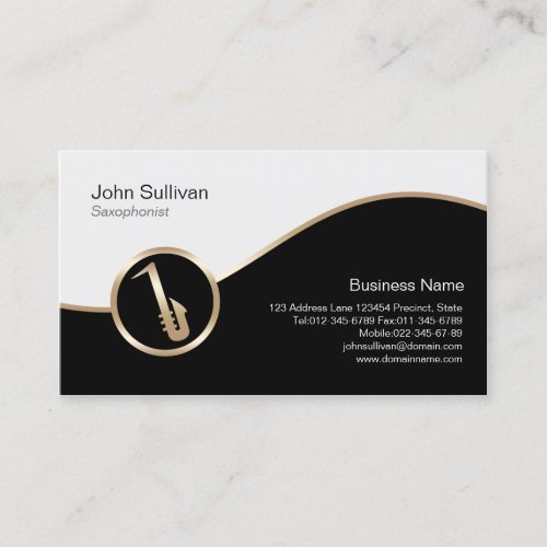 Saxophonist Business Card Gold Saxophone Icon
