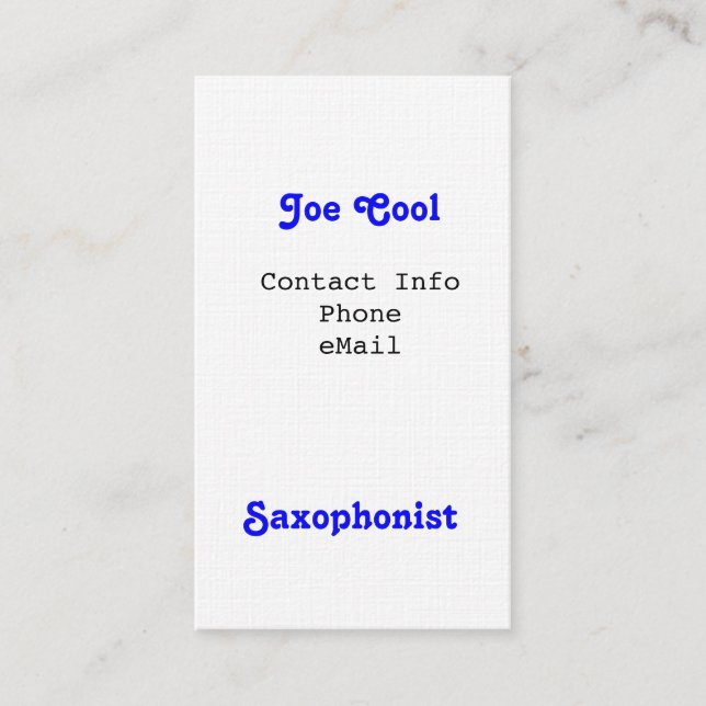 Saxophonist Business Cards (Front)