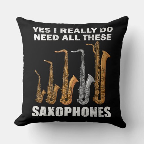 Saxophonist Gifts Jazz Music Gift Women Saxophone Throw Pillow