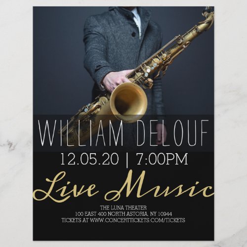 Saxophonist Live Music Saxophone Concert Flyer