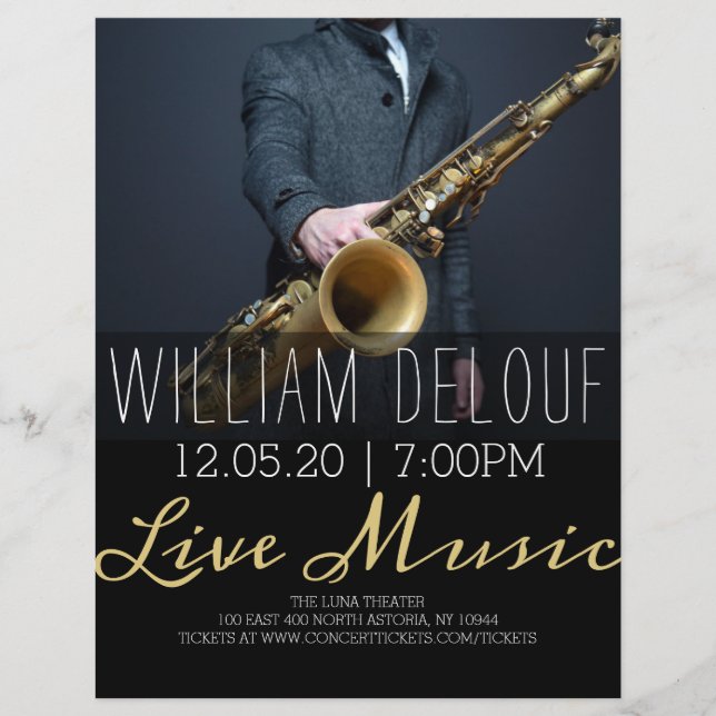 Saxophonist Live Music Saxophone Concert Flyer (Front)