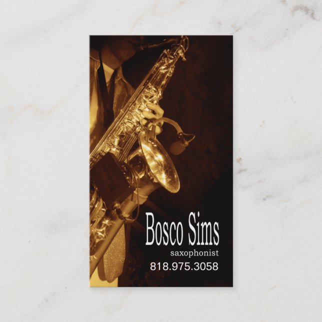 Saxophonist Musician for Music Business Card (Front)