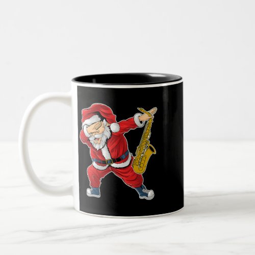 Saxophonist Santa Claus Saxophone Jazz and Blues M Two_Tone Coffee Mug