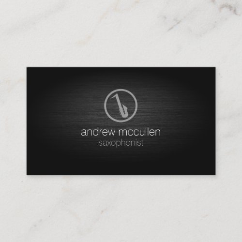 Saxophonist Saxophone Icon Brushed Metal Music Business Card