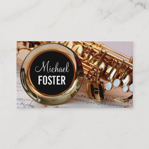 Customizable Saxophonist Saxophone Teacher Sax Lessons Business Card Template
