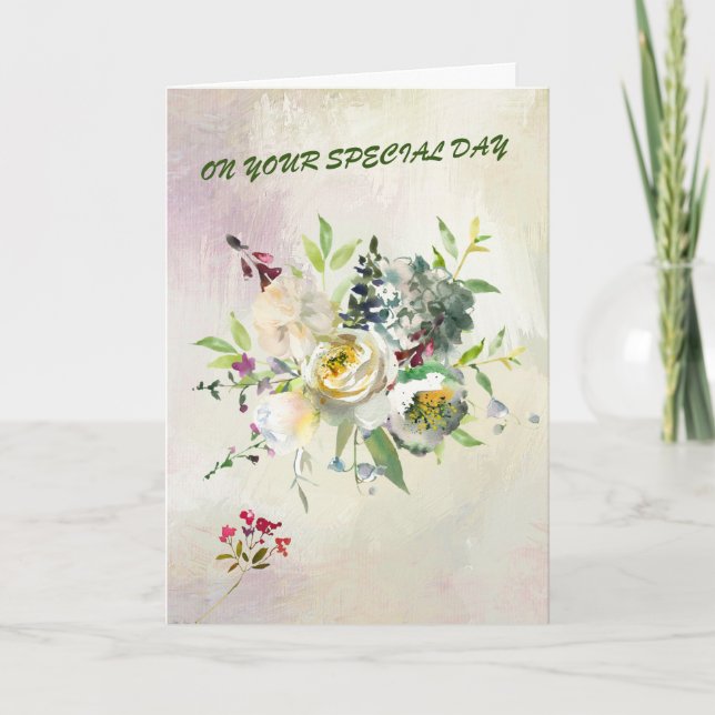 Say a Happy Birthday with lovely flowers Card (Front)