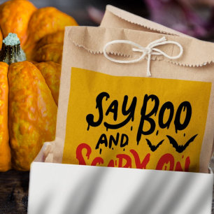 Say Boo and Scary On   Funny Halloween Party Favor Bag
