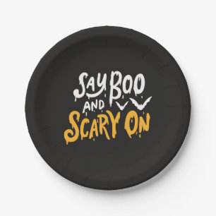 Say Boo and Scary On Funny Halloween Party Paper Plates