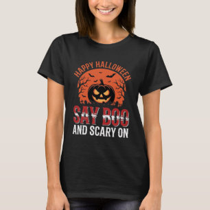 Say Boo Halloween Pumpkin Design_1 T-Shirt