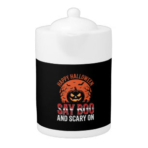 Say Boo Halloween Pumpkin Design_1 Teapot