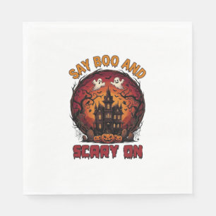Say Boo Scary Haunted House Ghosts Pumpkins Hallow Napkins