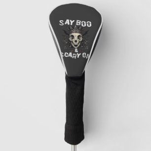 Say Boo Scary Skull Crown Bat Wings Halloween_1 Golf Head Cover