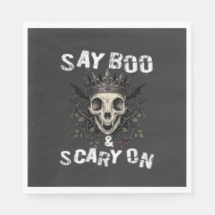 Say Boo Scary Skull Crown Bat Wings Halloween_1 Napkins
